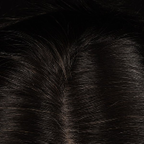Week 7 hair progress photo showing dark hair and scalp from above
