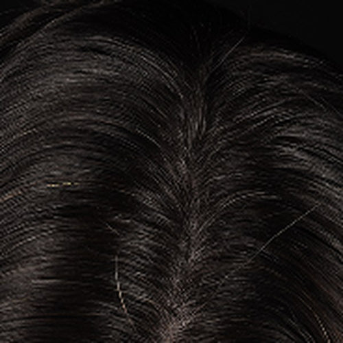 Close-up of dark hair parted at the scalp for Week 8 progress tracking